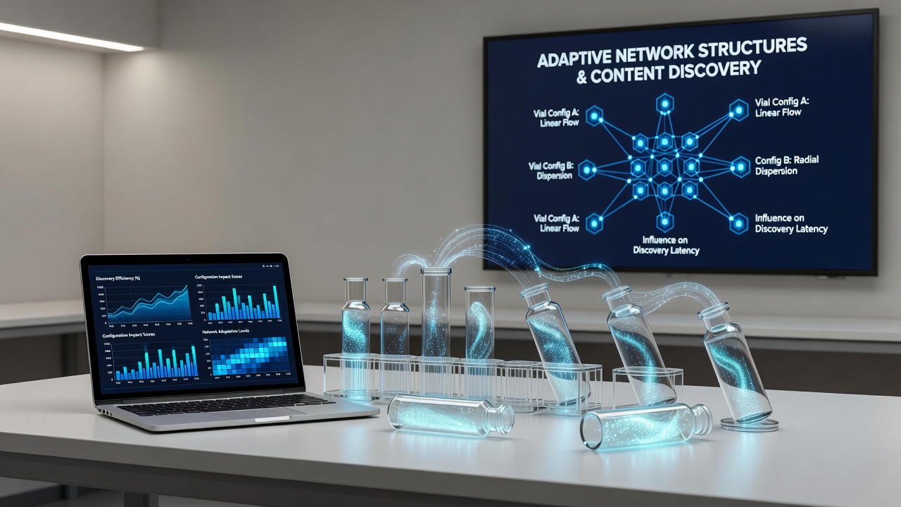 Illustration of content discovery flow across different vial layouts in an evolving network environment